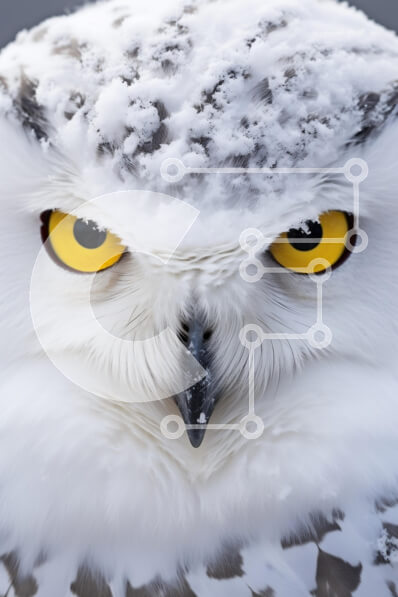 Intra Συλλεκτικό Ξύλινο Παζλ Plywood  4mm - Κοντινό πλάνο μιας χιονισμένης κουκουβάγιας το χειμώνα Σε Ξύλινο Κουτί - Διαστάσεις: 10x10 cm – 25 κομμάτια