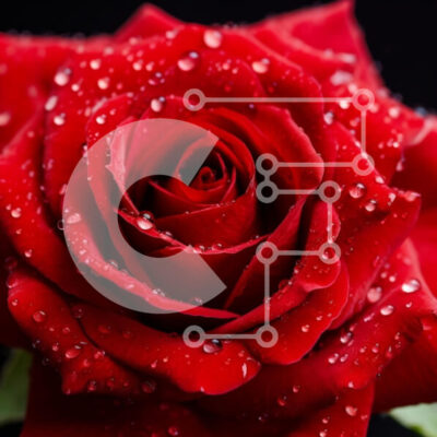 Intra Συλλεκτικό Ξύλινο Παζλ Plywood  4mm - Κοντινό πλάνο ενός κόκκινου τριαντάφυλλου με σταγονίδια νερού Σε Ξύλινο Κουτί - Διαστάσεις: 10x10 cm – 25 κομμάτια - Image 1