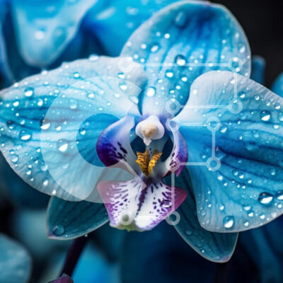 Intra Συλλεκτικό Ξύλινο Παζλ Plywood  4mm - Μπλε ορχιδέα με σταγονίδια νερού Σε Ξύλινο Κουτί - Διαστάσεις: 10x10 cm – 25 κομμάτια - Image 1