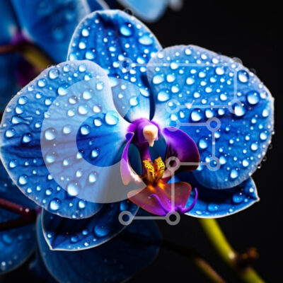 Intra Συλλεκτικό Ξύλινο Παζλ Plywood  4mm - Μπλε ορχιδέα με σταγονίδια νερού Σε Ξύλινο Κουτί - Διαστάσεις: 10x10 cm – 25 κομμάτια - Image 1