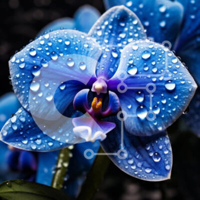 Intra Συλλεκτικό Ξύλινο Παζλ Plywood  4mm - Μπλε ορχιδέα με σταγονίδια νερού Σε Ξύλινο Κουτί - Διαστάσεις: 10x10 cm – 25 κομμάτια - Image 1