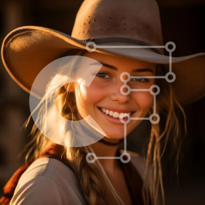 Intra Συλλεκτικό Ξύλινο Παζλ Plywood 4mm - Χαμογελαστή γυναίκα με καφέ καπέλο Σε Ξύλινο Κουτί - Διαστάσεις: 10x10 cm – 25 κομμάτια - Image 1