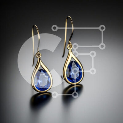 Intra Συλλεκτικό Ξύλινο Παζλ Plywood  4mm - Κομψά χρυσά σκουλαρίκια με μπλε πολύτιμους λίθους Σε Ξύλινο Κουτί - Διαστάσεις: 10x10 cm – 25 κομμάτια - Image 1