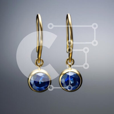 Intra Συλλεκτικό Ξύλινο Παζλ Plywood  4mm - Κομψά χρυσά σκουλαρίκια με μπλε πολύτιμους λίθους Σε Ξύλινο Κουτί - Διαστάσεις: 10x10 cm – 25 κομμάτια - Image 1