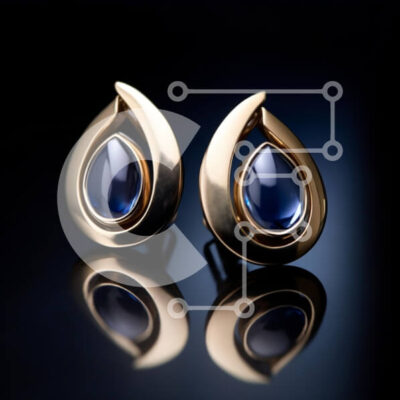 Intra Συλλεκτικό Ξύλινο Παζλ Plywood  4mm - Κομψά χρυσά σκουλαρίκια με μπλε πολύτιμο λίθο Σε Ξύλινο Κουτί - Διαστάσεις: 10x10 cm – 25 κομμάτια - Image 1