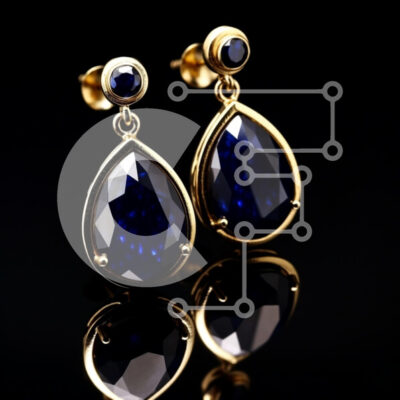 Intra Συλλεκτικό Ξύλινο Παζλ Plywood  4mm - Κομψά μπλε σκουλαρίκια πολύτιμων λίθων σε χρυσό σκηνικό Σε Ξύλινο Κουτί - Διαστάσεις: 10x10 cm – 25 κομμάτια - Image 1