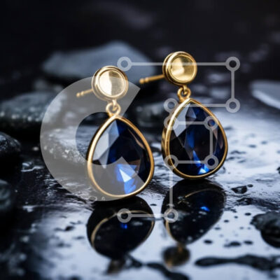 Intra Συλλεκτικό Ξύλινο Παζλ Plywood  4mm - Κομψά χρυσά σκουλαρίκια με μπλε πολύτιμους λίθους Σε Ξύλινο Κουτί - Διαστάσεις: 10x10 cm – 25 κομμάτια - Image 1