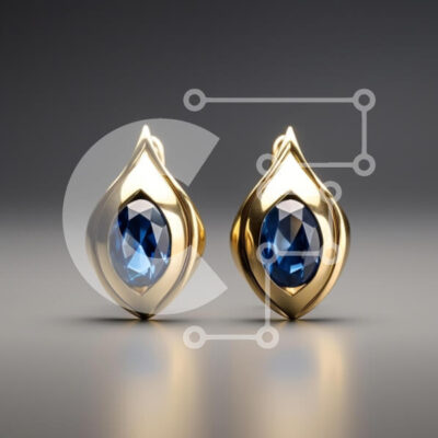 Intra Συλλεκτικό Ξύλινο Παζλ Plywood  4mm - Κομψά χρυσά σκουλαρίκια με μπλε πολύτιμους λίθους Σε Ξύλινο Κουτί - Διαστάσεις: 10x10 cm – 25 κομμάτια - Image 1