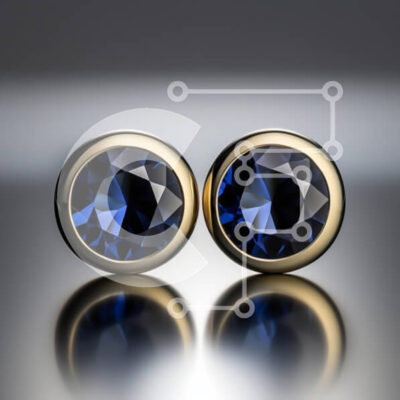 Intra Συλλεκτικό Ξύλινο Παζλ Plywood  4mm - Κομψά μπλε σκουλαρίκια πολύτιμων λίθων σε χρυσό σκηνικό Σε Ξύλινο Κουτί - Διαστάσεις: 10x10 cm – 25 κομμάτια - Image 1