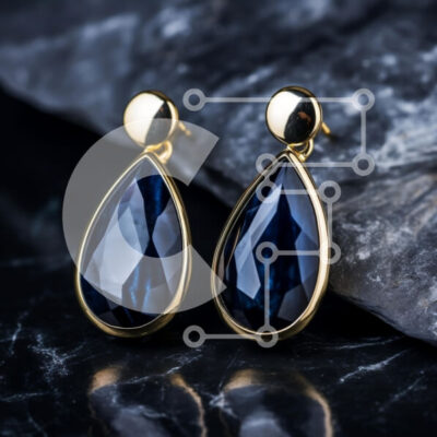 Intra Συλλεκτικό Ξύλινο Παζλ Plywood  4mm - Κομψά σκουλαρίκια δάκρυ με σκούρο μπλε πολύτιμους λίθους Σε Ξύλινο Κουτί - Διαστάσεις: 10x10 cm – 25 κομμάτια - Image 1