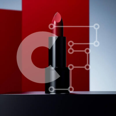 Intra Συλλεκτικό Ξύλινο Παζλ Plywood  4mm - Κομψό κόκκινο κραγιόν σε μαύρη επιφάνεια Σε Ξύλινο Κουτί - Διαστάσεις: 10x10 cm – 25 κομμάτια - Image 1