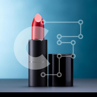 Intra Συλλεκτικό Ξύλινο Παζλ Plywood  4mm - Κόκκινο κραγιόν σε μπλε φόντο Σε Ξύλινο Κουτί - Διαστάσεις: 10x10 cm – 25 κομμάτια - Image 1