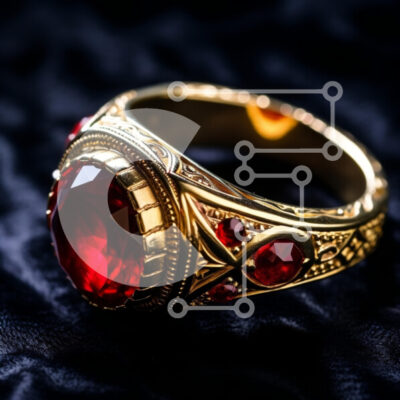 Intra Συλλεκτικό Ξύλινο Παζλ Plywood  4mm - Κομψό χρυσό δαχτυλίδι με κόκκινο πολύτιμο λίθο Σε Ξύλινο Κουτί - Διαστάσεις: 10x10 cm – 25 κομμάτια - Image 1