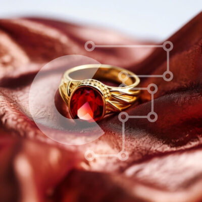 Intra Συλλεκτικό Ξύλινο Παζλ Plywood  4mm - Κομψό χρυσό δαχτυλίδι με κόκκινο πολύτιμο λίθο Σε Ξύλινο Κουτί - Διαστάσεις: 10x10 cm – 25 κομμάτια - Image 1