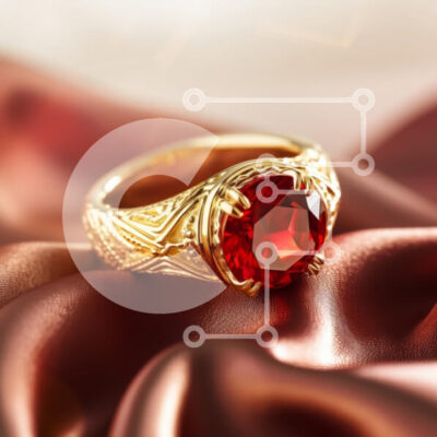 Intra Συλλεκτικό Ξύλινο Παζλ Plywood  4mm - Κομψό χρυσό δαχτυλίδι με κόκκινο πολύτιμο λίθο σε σατέν ύφασμα Σε Ξύλινο Κουτί - Διαστάσεις: 10x10 cm – 25 κομμάτια - Image 1