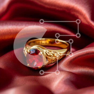 Intra Συλλεκτικό Ξύλινο Παζλ Plywood  4mm - Κομψό χρυσό δαχτυλίδι με κόκκινο πολύτιμο λίθο σε σατέν ύφασμα Σε Ξύλινο Κουτί - Διαστάσεις: 10x10 cm – 25 κομμάτια - Image 1