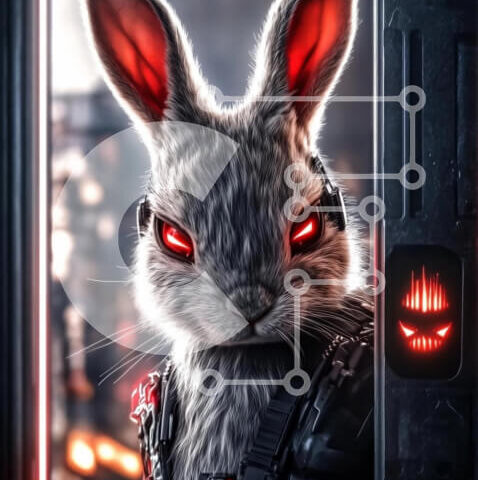 Intra Συλλεκτικό Ξύλινο Παζλ Plywood  4mm - Φουτουριστικό κουνέλι με λαμπερά μάτια Σε Ξύλινο Κουτί - Διαστάσεις: 10x10 cm – 25 κομμάτια - Image 1