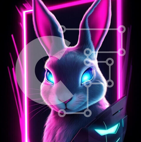 Intra Συλλεκτικό Ξύλινο Παζλ Plywood  4mm - Φουτουριστικό κουνέλι εικονογράφηση Σε Ξύλινο Κουτί - Διαστάσεις: 10x10 cm – 25 κομμάτια - Image 1