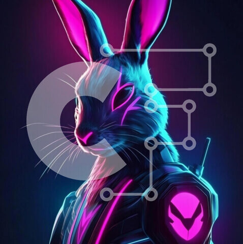 Intra Συλλεκτικό Ξύλινο Παζλ Plywood  4mm - Φουτουριστικό νέον κουνέλι Σε Ξύλινο Κουτί - Διαστάσεις: 10x10 cm – 25 κομμάτια - Image 1