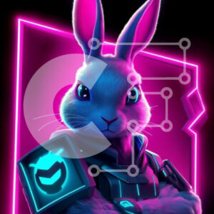 Intra Συλλεκτικό Ξύλινο Παζλ Plywood  4mm - Φουτουριστικός χαρακτήρας κουνελιού με νέον τόνους Σε Ξύλινο Κουτί - Διαστάσεις: 10x10 cm – 25 κομμάτια