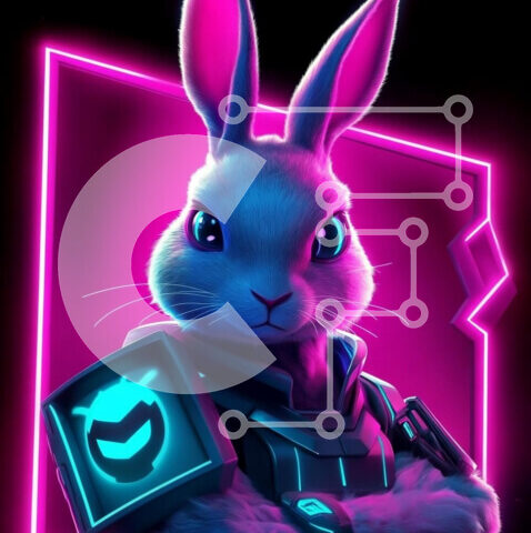 Intra Συλλεκτικό Ξύλινο Παζλ Plywood  4mm - Φουτουριστικός χαρακτήρας κουνελιού με νέον τόνους Σε Ξύλινο Κουτί - Διαστάσεις: 10x10 cm – 25 κομμάτια - Image 1