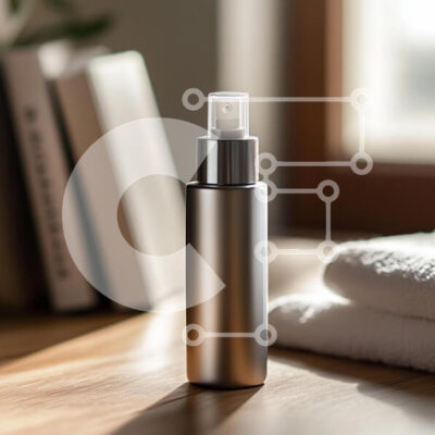 Intra Συλλεκτικό Ξύλινο Παζλ Plywood  4mm - Κομψό μεταλλικό μπουκάλι σπρέι σε ξύλινη επιφάνεια Σε Ξύλινο Κουτί - Διαστάσεις: 10x10 cm – 25 κομμάτια - Image 1