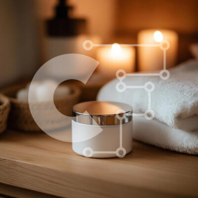 Intra Συλλεκτικό Ξύλινο Παζλ Plywood  4mm - Γαλήνια σκηνή μπάνιου με βάζο κρέμας και κεριά Σε Ξύλινο Κουτί - Διαστάσεις: 10x10 cm – 25 κομμάτια - Image 1