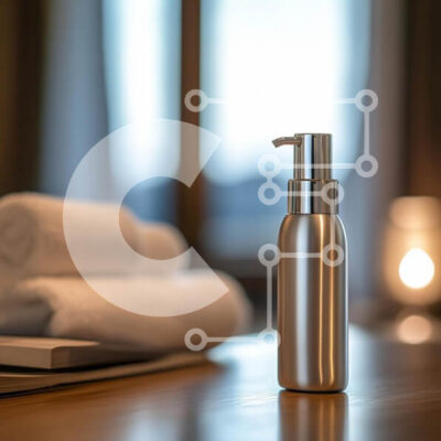 Intra Συλλεκτικό Ξύλινο Παζλ Plywood 4mm - Κομψό ασημένιο μπουκάλι αντλίας σε γαλήνιο περιβάλλον Σε Ξύλινο Κουτί - Διαστάσεις: 10x10 cm – 25 κομμάτια - Image 1