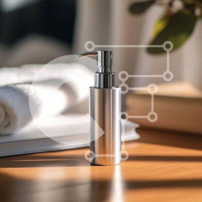 Intra Συλλεκτικό Ξύλινο Παζλ Plywood  4mm - Κομψό μεταλλικό μπουκάλι αντλίας σε ξύλινη επιφάνεια Σε Ξύλινο Κουτί - Διαστάσεις: 10x10 cm – 25 κομμάτια - Image 1