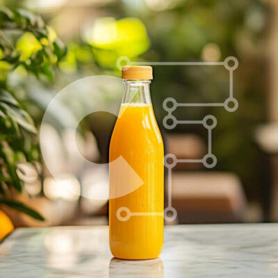 Intra Συλλεκτικό Ξύλινο Παζλ Plywood 4mm - Μπουκάλι φρέσκου χυμού πορτοκαλιού ενάντια στο πράσινο Σε Ξύλινο Κουτί - Διαστάσεις: 10x10 cm – 25 κομμάτια - Image 1