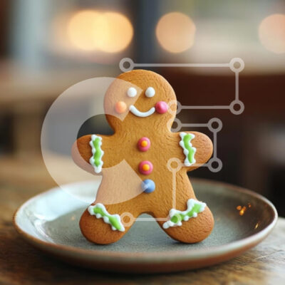 Intra Συλλεκτικό Ξύλινο Παζλ Plywood 4mm - Χαρούμενο μπισκότο με μελόψωμο σε ένα πιάτο Σε Ξύλινο Κουτί - Διαστάσεις: 10x10 cm – 25 κομμάτια - Image 1