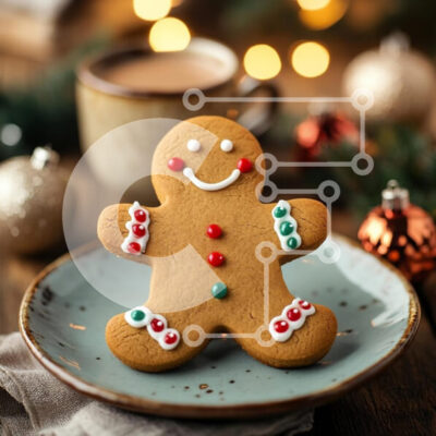 Intra Συλλεκτικό Ξύλινο Παζλ Plywood 4mm - Χαρούμενο μπισκότο Gingerbread Man με εορταστικές διακοσμήσεις Σε Ξύλινο Κουτί - Διαστάσεις: 10x10 cm – 25 κομμάτια - Image 1