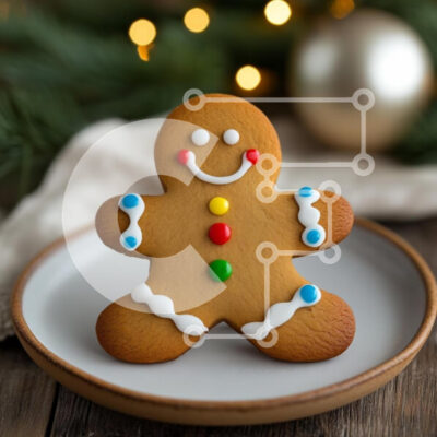 Intra Συλλεκτικό Ξύλινο Παζλ Plywood  4mm - Διακοσμημένο μπισκότο Gingerbread Man σε ένα εορταστικό περιβάλλον Σε Ξύλινο Κουτί - Διαστάσεις: 10x10 cm – 25 κομμάτια - Image 1