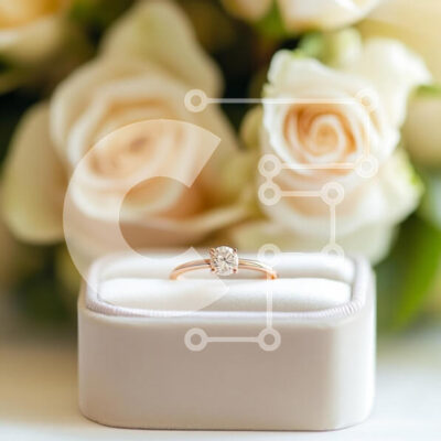 Intra Συλλεκτικό Ξύλινο Παζλ Plywood  4mm - Κομψό δαχτυλίδι αρραβώνων με τριαντάφυλλα Σε Ξύλινο Κουτί - Διαστάσεις: 10x10 cm – 25 κομμάτια - Image 1