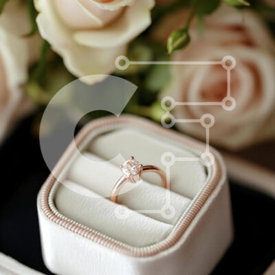 Intra Συλλεκτικό Ξύλινο Παζλ Plywood  4mm - Κομψό δαχτυλίδι αρραβώνων σε ροζ χρυσό με τριαντάφυλλα Σε Ξύλινο Κουτί - Διαστάσεις: 10x10 cm – 25 κομμάτια - Image 1