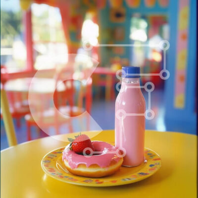 Intra Συλλεκτικό Ξύλινο Παζλ Plywood  4mm - Πολύχρωμο ζαχαροπλαστείο και ποτό σε ένα χαρούμενο σκηνικό Σε Ξύλινο Κουτί - Διαστάσεις: 10x10 cm – 25 κομμάτια - Image 1