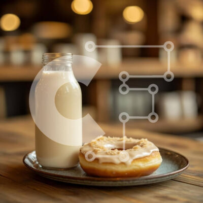 Intra Συλλεκτικό Ξύλινο Παζλ Plywood  4mm - Γλασέ ντόνατ με γάλα σε χώρο καφετέριας Σε Ξύλινο Κουτί - Διαστάσεις: 10x10 cm – 25 κομμάτια - Image 1