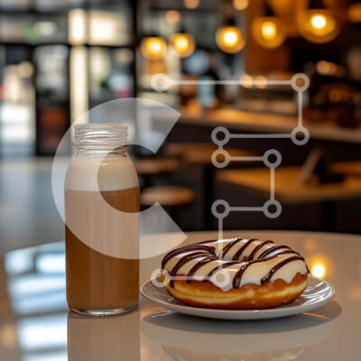 Intra Συλλεκτικό Ξύλινο Παζλ Plywood  4mm - Καφές και ντόνατ σε ένα άνετο περιβάλλον καφέ Σε Ξύλινο Κουτί - Διαστάσεις: 10x10 cm – 25 κομμάτια - Image 1