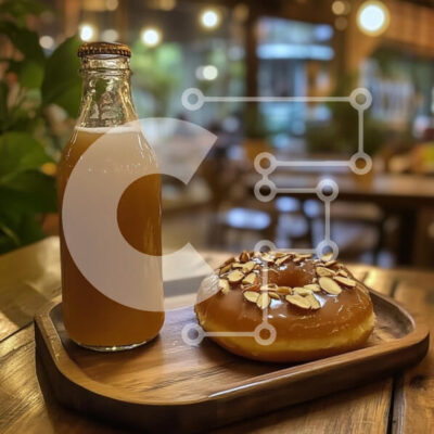 Intra Συλλεκτικό Ξύλινο Παζλ Plywood  4mm - Ντόνατς και ποτό σε άνετο περιβάλλον καφέ Σε Ξύλινο Κουτί - Διαστάσεις: 10x10 cm – 25 κομμάτια - Image 1