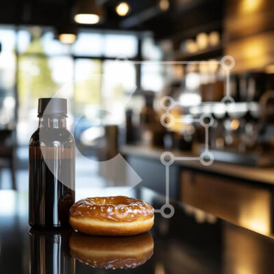 Intra Συλλεκτικό Ξύλινο Παζλ Plywood  4mm - Καφές και ντόνατ σε καφετέρια Σε Ξύλινο Κουτί - Διαστάσεις: 10x10 cm – 25 κομμάτια - Image 1