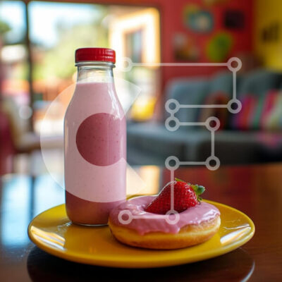 Intra Συλλεκτικό Ξύλινο Παζλ Plywood  4mm - Νόστιμο ροζ smoothie και ντόνατ Σε Ξύλινο Κουτί - Διαστάσεις: 10x10 cm – 25 κομμάτια - Image 1