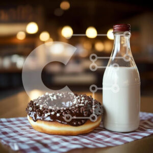 Intra Συλλεκτικό Ξύλινο Παζλ Plywood  4mm - Σοκολατένιο ντόνατ και γάλα Σε Ξύλινο Κουτί - Διαστάσεις: 10x10 cm – 25 κομμάτια