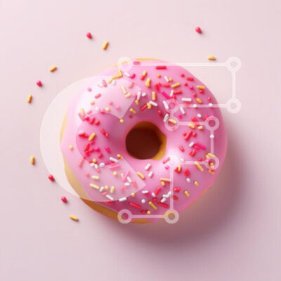 Intra Συλλεκτικό Ξύλινο Παζλ Plywood  4mm - Ροζ παγωμένο ντόνατ με ψεκασμούς Σε Ξύλινο Κουτί - Διαστάσεις: 10x10 cm – 25 κομμάτια - Image 1