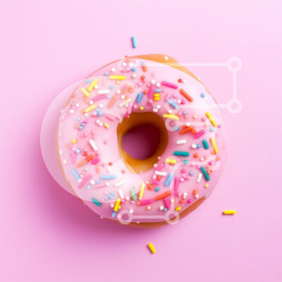 Intra Συλλεκτικό Ξύλινο Παζλ Plywood  4mm - Πολύχρωμο ντόνατ με ροζ γλάσο και ψεκασμοί Σε Ξύλινο Κουτί - Διαστάσεις: 10x10 cm – 25 κομμάτια - Image 1