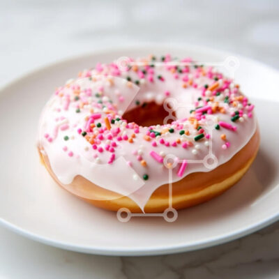 Intra Συλλεκτικό Ξύλινο Παζλ Plywood  4mm - Λαχταριστό ντόνατ με ροζ γλάσο και πασπαλίσματα Σε Ξύλινο Κουτί - Διαστάσεις: 10x10 cm – 25 κομμάτια - Image 1