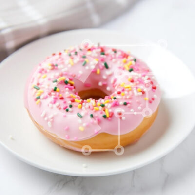 Intra Συλλεκτικό Ξύλινο Παζλ Plywood  4mm - Ροζ παγωμένο ντόνατ με ψεκασμούς Σε Ξύλινο Κουτί - Διαστάσεις: 10x10 cm – 25 κομμάτια - Image 1