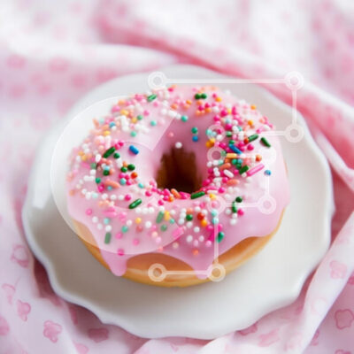 Intra Συλλεκτικό Ξύλινο Παζλ Plywood  4mm - Ροζ παγωμένο ντόνατ με ψεκασμούς Σε Ξύλινο Κουτί - Διαστάσεις: 10x10 cm – 25 κομμάτια - Image 1