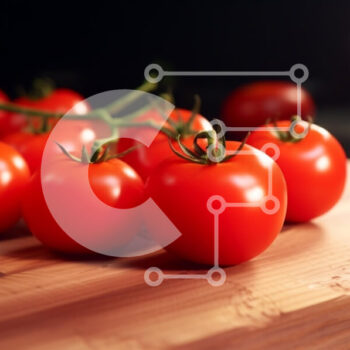 Intra Συλλεκτικό Ξύλινο Παζλ Plywood  4mm - Φρέσκες ντομάτες σε ξύλινη σανίδα κοπής Σε Ξύλινο Κουτί - Διαστάσεις: 10x10 cm – 25 κομμάτια - Image 1