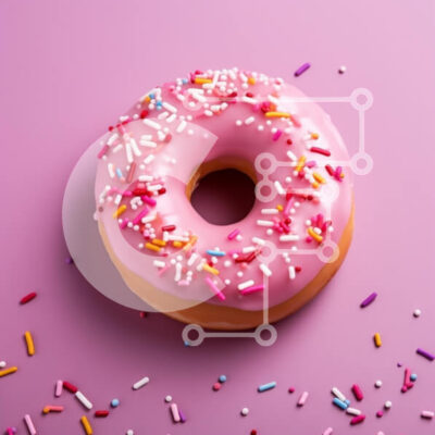 Intra Συλλεκτικό Ξύλινο Παζλ Plywood  4mm - Ροζ παγωμένο ντόνατ με ψεκασμούς Σε Ξύλινο Κουτί - Διαστάσεις: 10x10 cm – 25 κομμάτια - Image 1