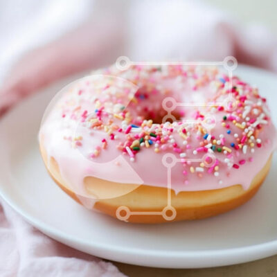 Intra Συλλεκτικό Ξύλινο Παζλ Plywood  4mm - Ροζ παγωμένο ντόνατ με ψεκασμούς Σε Ξύλινο Κουτί - Διαστάσεις: 10x10 cm – 25 κομμάτια - Image 1